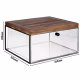 Drawer Set (3-piece) - with Stand and Cutting Board - Metal, Wood, Acrylic - 354x325x200mm - Clear, Brown - consisting of metal stand, acrylic drawer & chopping board