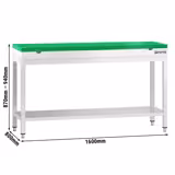 Table de travail en inox PREMIUM - 1600x800 mm - avec tablette inférieure et une planche à découper verte