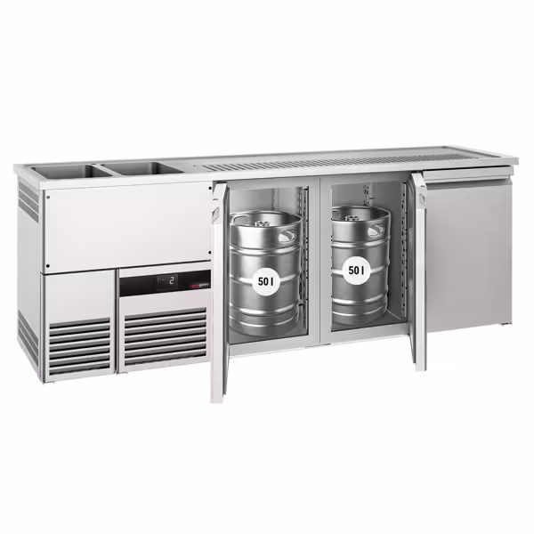 Oluttynnyri kylmäkaappi baaritasolla - oluen laskujärjestelmällä - Hana ei sisälly tuotteeseen PREMIUM - 2500x700 mm - 3 ovet