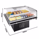 Kylgondol - 1380x1173 mm - 1310 liter - med 2 skjutdörrar i glas - svart