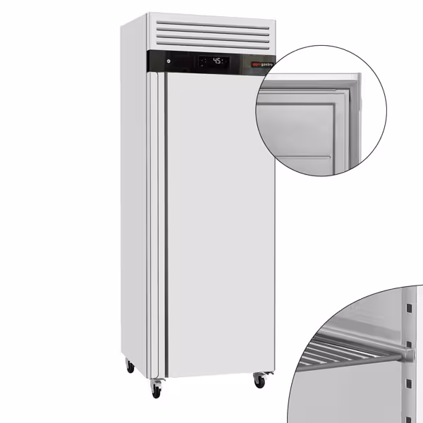 Koelkast RVS ECO - GN 2/1 - 740mm - 476liter - tot +8°C - met 1 deur - geforceerde koeling, automatische ontdooiing, slot & legroosters