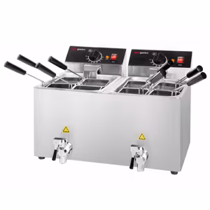 Cocedor de pasta - 8 + 8 litros - 6,5 kW - con grifo de vaciado - incl. 8 cestas