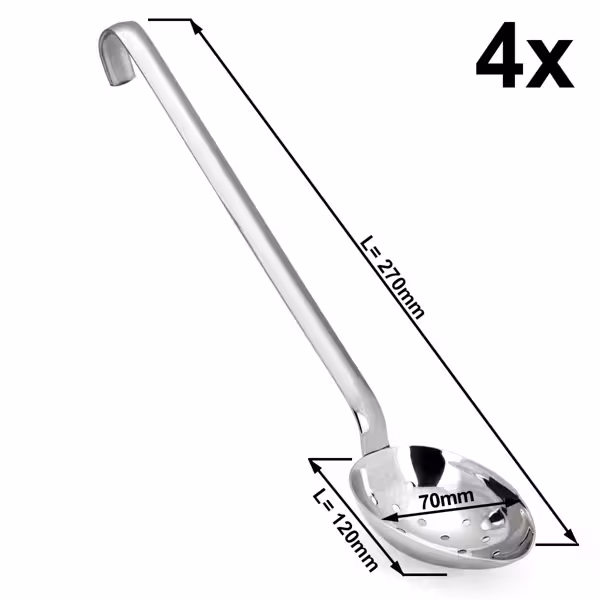 (4 Stück) Servierlöffel - Ø 70mm - Länge: 270mm - tief & perforiert
