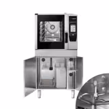 Commercial Combi Steamer - Touch Control – 4× GN 1/1 – with Rotisserie Chicken Grill, Fat Collection System, Base Cabinet, Automatic Wash System & Core Temperature Probe