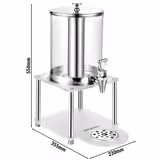 Juice Dispenser - 1x polycarbonate tank with tap & ice insert - 7.7 Litres - Stainless steel - incl. drip tray & base frame