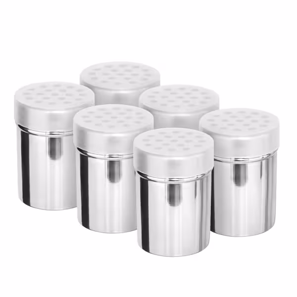 (6 pcs) Spice Shakers - 2-piece set - coarse - large perforation - Ø 50mm - Aluminium - Height: 101mm