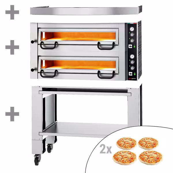 Elektro Pizzaofen Power - 4+4x 34 cm - Manuell - inkl. Haube & Untergestell