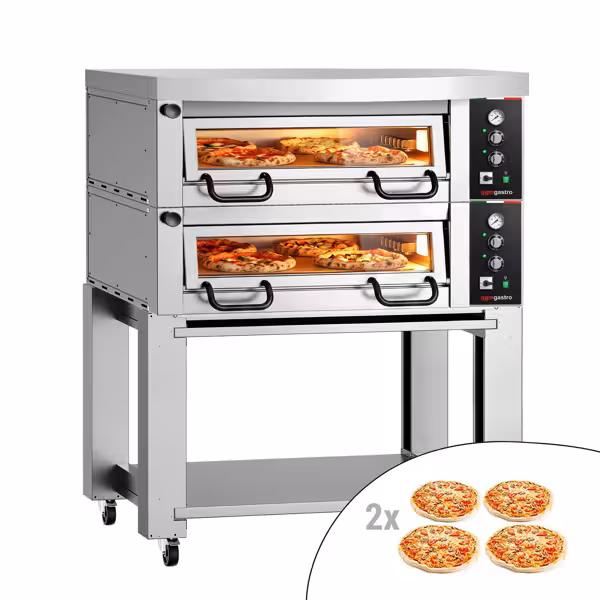Elektro Pizzaofen Power - 4+4x 34 cm - Manuell - inkl. Haube & Untergestell