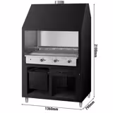 Commercial Hooded Gas Chargrill – 1360 mm - AISI 304 - NG/LPG - Filter Hood Ø240 - Black Finish