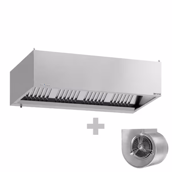Afzuigkap doosmodel met ingebouwde motor - 1800mm - met toerentalregelaar, labyrintfilters & LED-verlichting