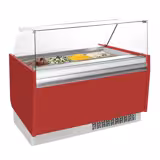 Ice Cream Serve Over Counter | LIAM - 1560mm - with LED lighting - for 13 x 5 litres Napoli pans - Static cooling - Red