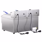 Elektro Doppelfritteuse - 8+8 Liter - 6,5 kW - mit Ablasshahn