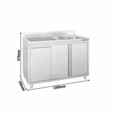 Lavello armadiato ECO - in acciaio inox - 1200x700mm - con pattumiera - 1 vasca a destra
