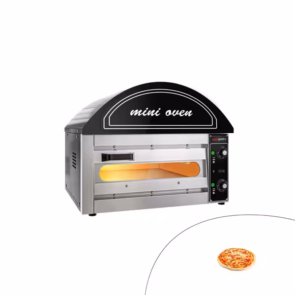 Mini pizza-oven - 530x430x450mm - 1 kamer - 1x1 pizza’s Ø34cm - voor pizza’s tot Ø34cm - tot 280°C - Handmatig - zwart