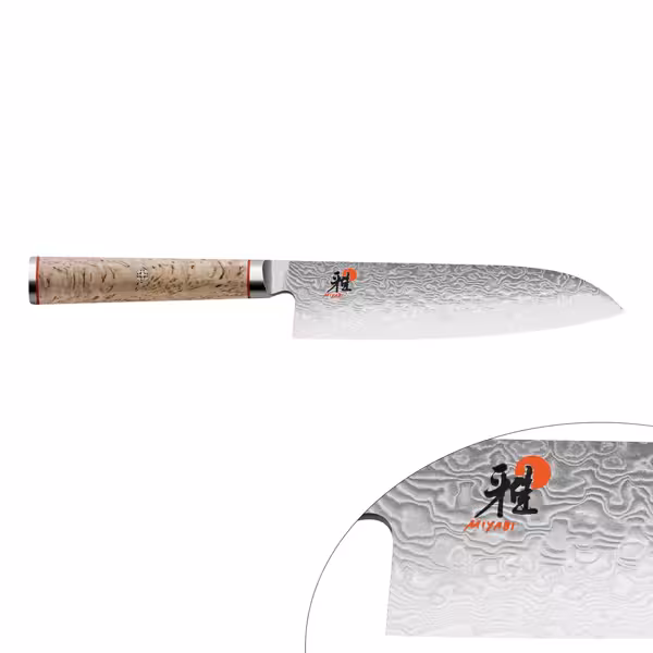 MIYABI | 5000 MCD Santoku Knife 180 mm – Masur Birch Handle - Made in Japan - Flower-Damascus