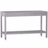 Mesa de trabajo de acero inoxidable central ECO - 1500x700mm - con estante inferior y refuerzo omega