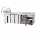 Tavolo refrigerato PREMIUM - 2330x600 mm - con 4 porte e con alzatina