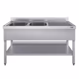 Spültisch ECO - 1600x600mm - mit Grundboden - mit 2 Becken links