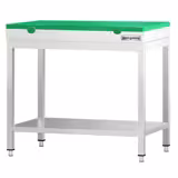 Edelstahl Arbeitstisch PREMIUM - 700x600mm - mit Grundboden - inkl. Schneideplatte Grün