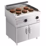 Plancha électrique - plaque chromée dure - 2 zones - 8,0 kW - Lisse - Surface de cuisson : 795x535mm - incl. soubassement avec 2 portes