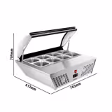 Koelvitrine - tafelmodel - voor 8x GN 1/6 of 4x GN 1/3 - 67 liter - 765mm - gebogen ruit - NL