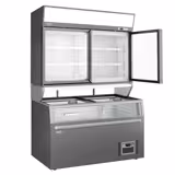 Přístěnný mrazicí regál - 1 454 mm - 373 l - od −22 do −18 °C - s 2 dveřmi & 4 policemi - vč. mrazicího ostrůvku - šedá