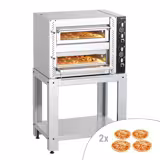 Forno de pizza elétrico Mini - Base em pedra refratária - 4+4x Ø25cm - Eletromecânico - incl. suporte inferior