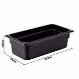 (6 Stück) Polycarbonat GN-Behälter 1/3 - Schwarz - Höhe: 100mm