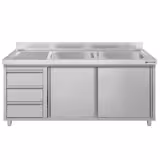 Spülschrank ECO - 1600x600mm - mit 3 Schubladen & 2 Becken rechts