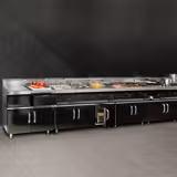 Commercial Gas Lava Rock Chargrill MARIO 700 - 800mm - with Cabinet Base - Tilting Grill Grid - Cast-Iron Cooking Grids - Black-front Fascia - incl. cabinet base - 2 Doors
