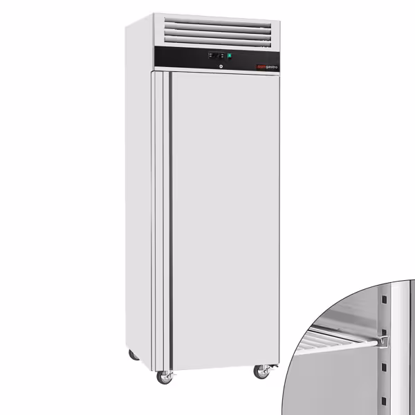 Vrieskast RVS ECO - 740mm - 352liter - tot -22°C tot -18°C - met 1 deur - geforceerde koeling, automatische ontdooiing, slot, omkeerbare deur, wielen - Zwart