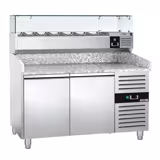 Table réfrigérée à pizza ECO - 1500 x 800 mm - avec 2 portes - incl. vitrine réfrigérée - 7 x GN 1/4