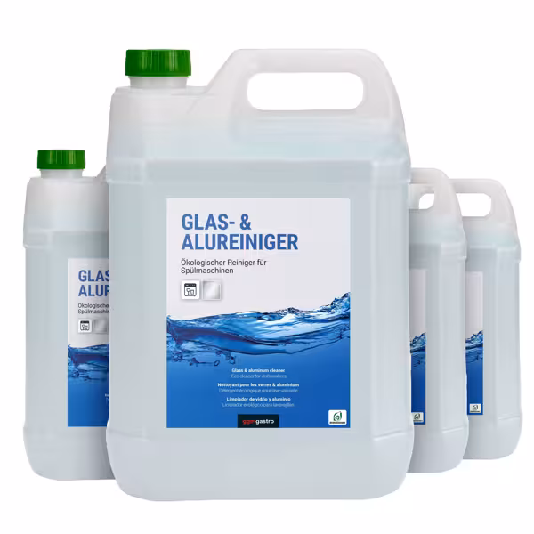 (4 stuks) Glas- en aluminiumreiniger voor vaatwassers 5 liter elk - Ecologisch