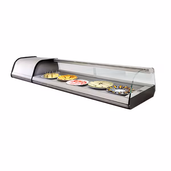 Gekoelde opzetvitrine PREMIUM PLUS - 1268x410mm - 4x GN 2/3 - met glasopbouw