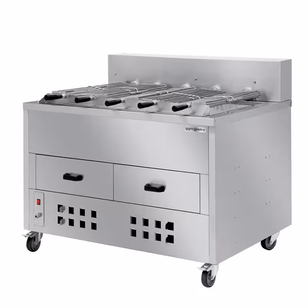 Houtskoolgrill - voor Adana- en shish kebab - voor 5 automatische draaispiesen - 1200mm