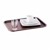 (6 db) Gyorséttermi tálca FAST FOOD - Polipropilén - 410x305 mm - Magasság: 25 mm - barna - texturált felület, bruchsicher, mosogatógépben mosható, rakásolható