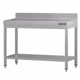 Masă lucru inox ECO - 1,0 m - cu polita şi rebord