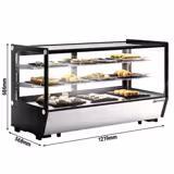 Vetrina refrigerata da banco - 200l - 1219mm - Doppio vetro; 2 porte scorrevoli in vetro - vetro dritto - con 2 ripiani - LED interni; 4 lati vetro