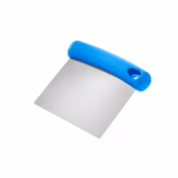 Deegschraper / snijder - RVS blad - 80x115mm - Polypropyleen | Blauw - kunststofgreep