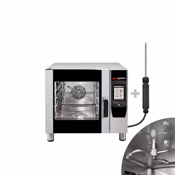 Elektrisch-Combisteamer - Touch - 7-inch touchscreen - 4x GN 1/1 of 4x 600x400 - incl. wassysteem & temperatuurvoeler