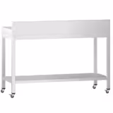 Edelstahl Arbeitstisch PREMIUM - 1200x700mm - mit Grundboden, Aufkantung & Rollen