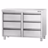 Cassettiera PREMIUM - in acciaio inox AISI 304 - con 6 cassetti e alzatina - 1000x700mm