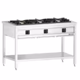 Gasherd - 25,5 kW - 3 Brenner - offen mit Grundboden & Auffangschublade