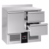 Koelwerkbank PREMIUM - 900x700mm - 220 liter - zwart - met 1 deur - met 2 lades - opstand