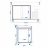 Table réfrigérée pour pizza PREMIUM - 1550 x 800 mm - avec 2 portes