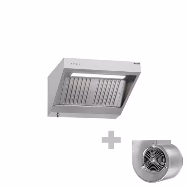 Commercial Wall-Mounted Extraction Canopy - with Motor - 88mm - Speed Controller, Baffle Filters & LED Lighting