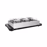 Mesa de buffet quente PROFISSIONAL com placa vitrocerâmica em aço inoxidável - 657mm - 3x GN 1/3 - 400W - incl. 3x GN 1/3 recipientes e tampas