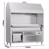 Houtskoolgrill BERLIN - 1760mm - 4 grillroosters - RVS