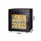 Food Dehydrator - with 10 Trays - Black - Digital Timer - 800W