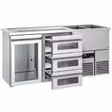 Barkoelkast PREMIUM - 1950x700mm - 1 glazen deur & 3 laden